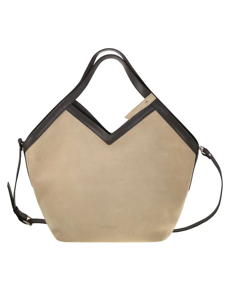 Peserico Wildleder-Einkaufstasche Beige