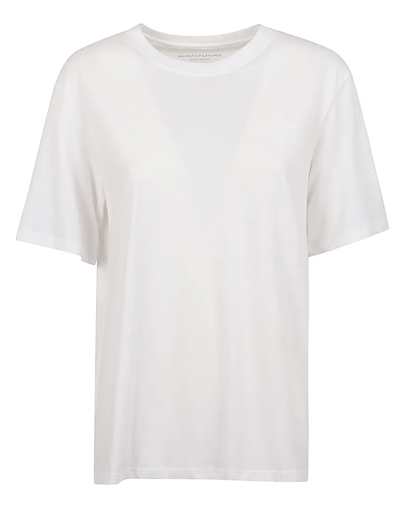 Majestic Majestätische Baumwollcrewneck -Top White