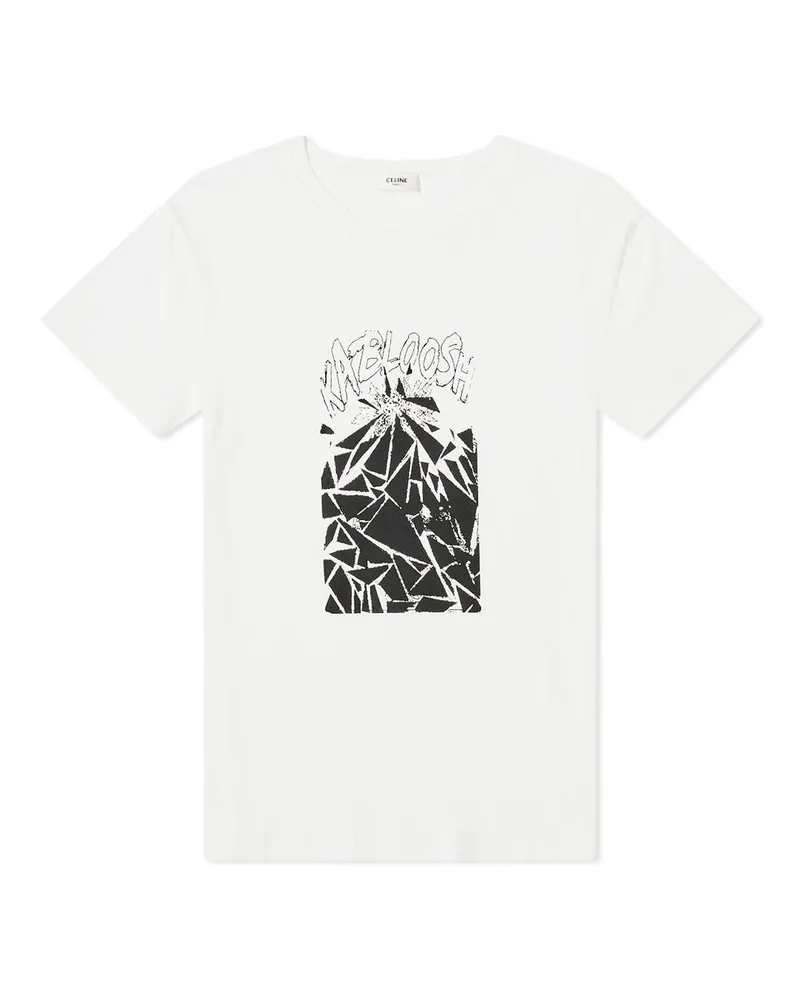 Celine bedruckte Baumwoll -T -Shirt Weiß