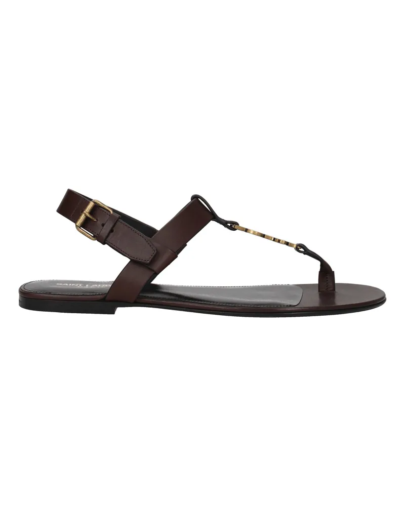 Saint Laurent Cassandra Herrens Flip-Flops aus braunem Leder/Moro-Kopf -