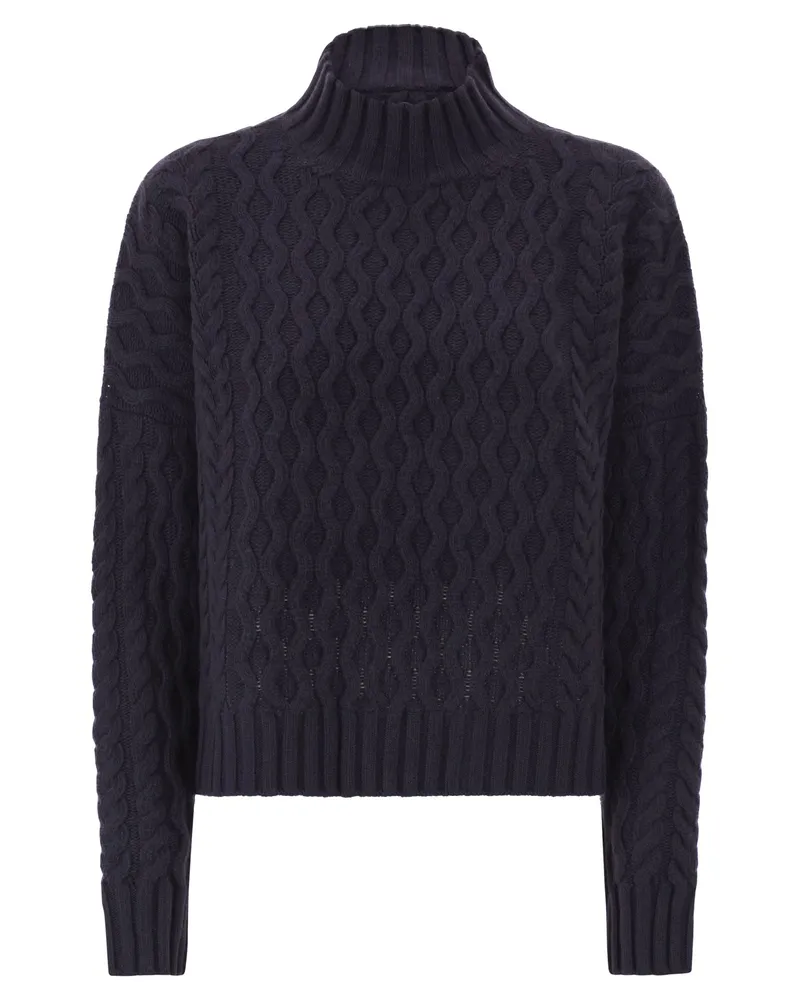 Weekend Max Mara Yard Boxy Pullover aus Wollgarn Blue