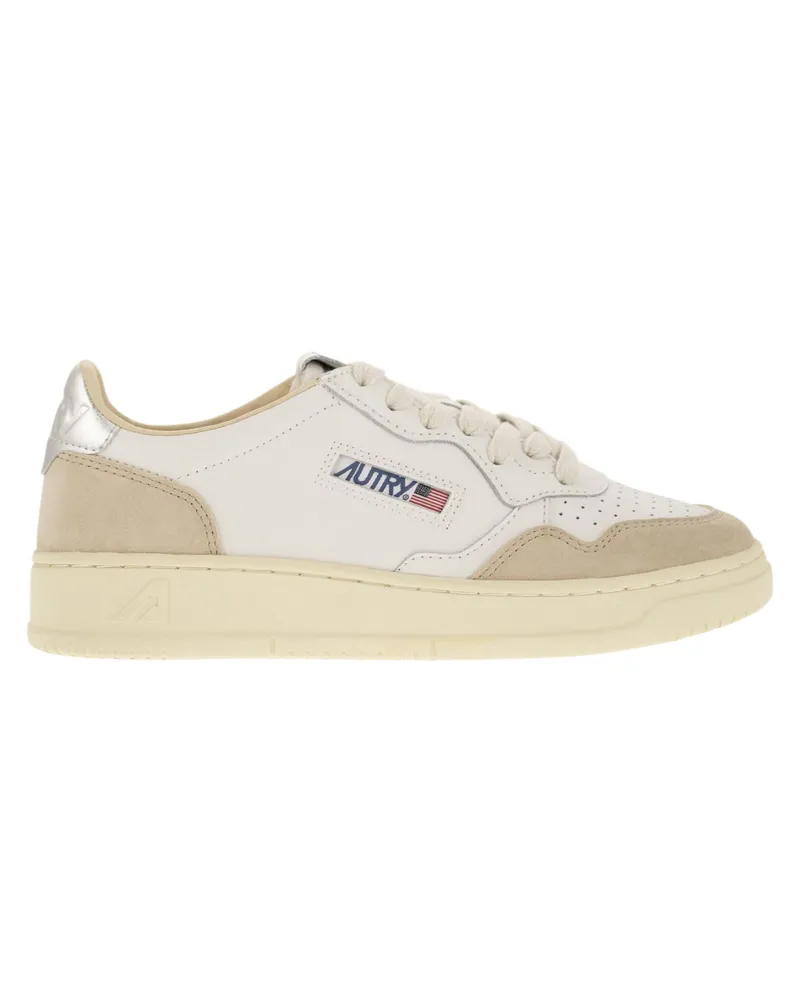 AUTRY Medaillengewinner niedriger Leder -Turnschuhe White
