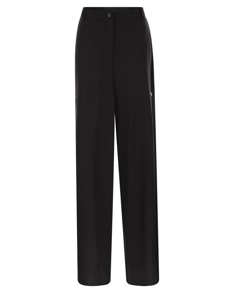 SPORTMAX Edere Wollhose mit Knöpfen Black