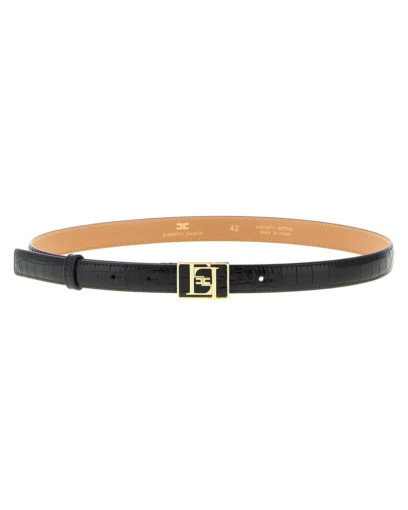 Elisabetta Franchi Logo -Schnalle -Gürtel Black