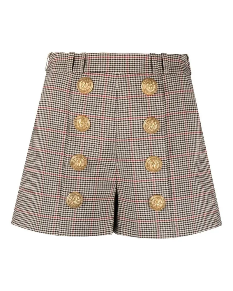 Balmain Houndstooth Shorts Beige