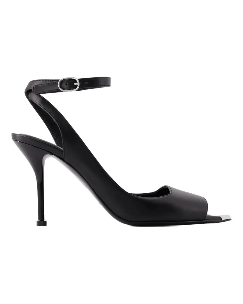 Alexander McQueen Punksandalen  Leder schwarz/silber Black