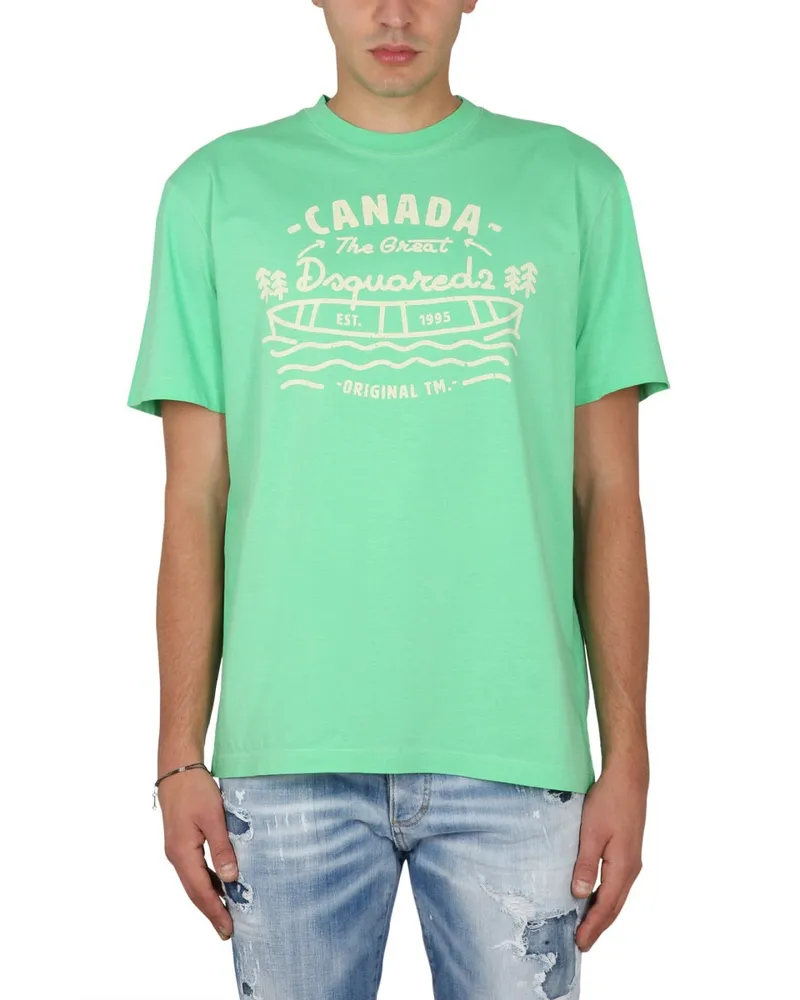 Dsquared2 Logo Druckt -Shirt Green