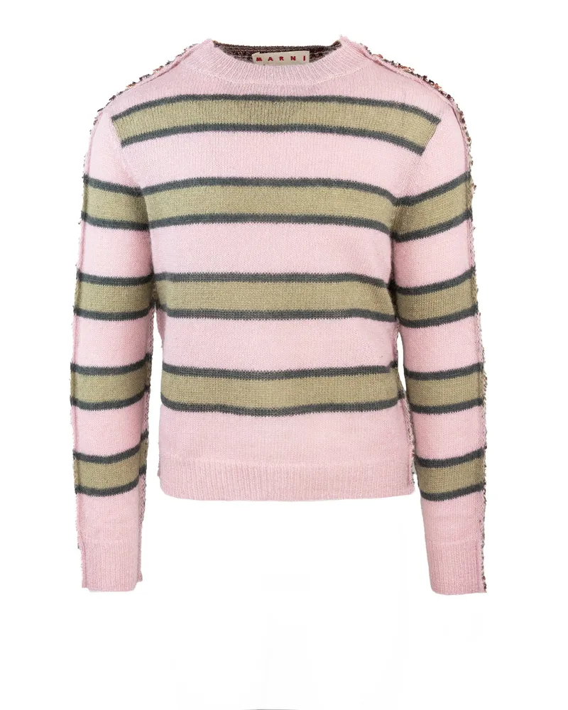 Marni Maglione Rosa in Mohair A Righe Soft
