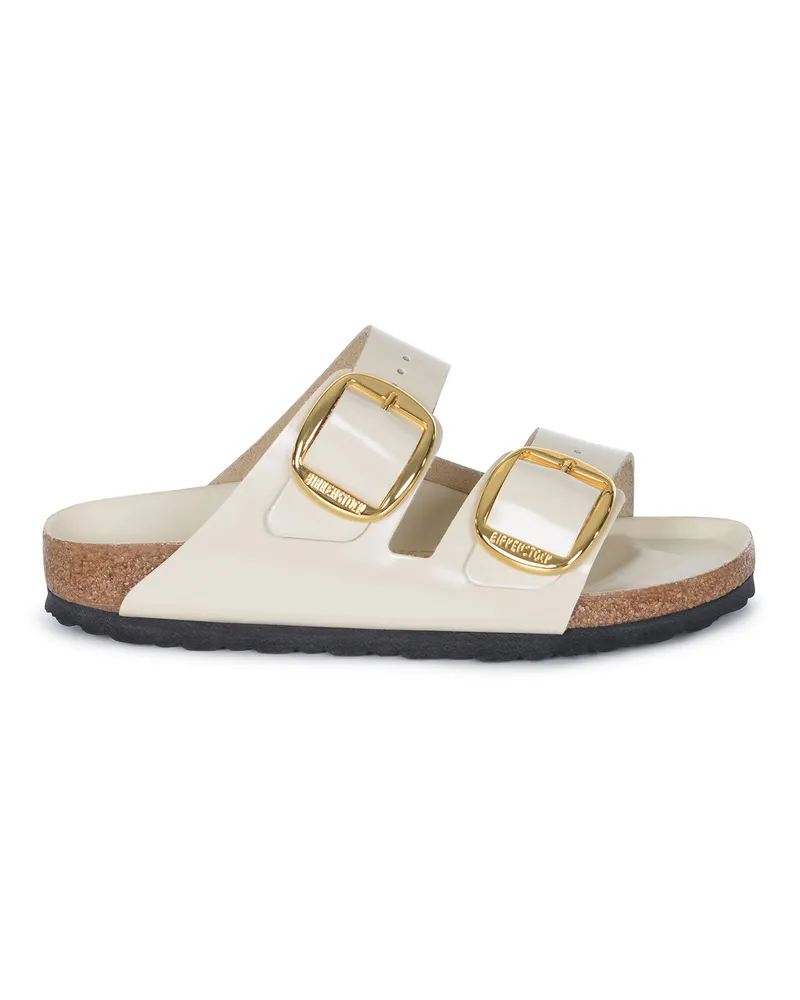 Birkenstock Arizona Big Buckle' Pantoffeln in glänzendem Leder Beige