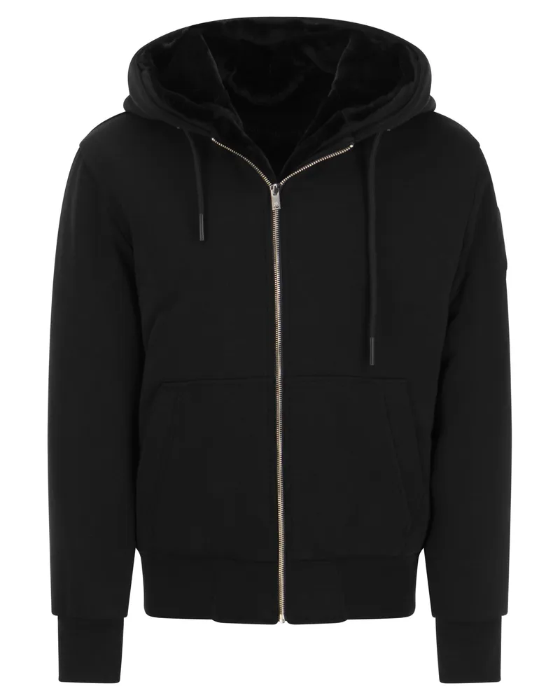 Moose Knuckles Elch Knuckles Classic Bunny Faux Fell Gefüttertes Hoodie Black