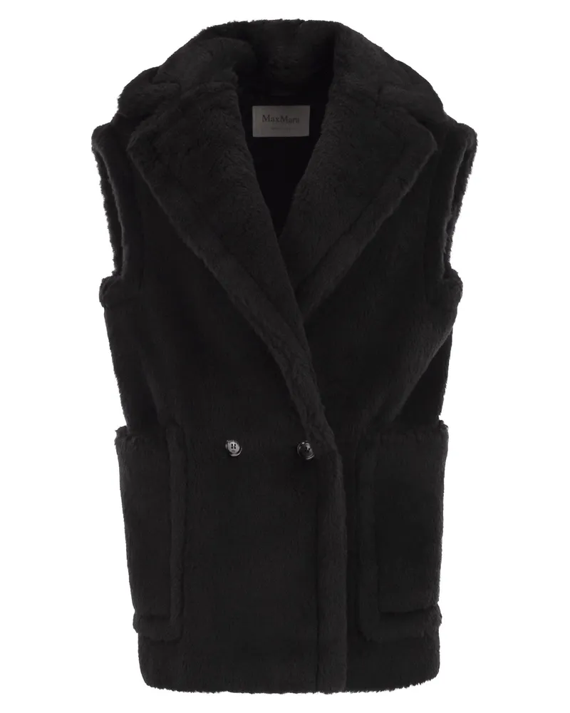 Max Mara Bormida1234 Teddyweste aus Alpaka und Wolle Black