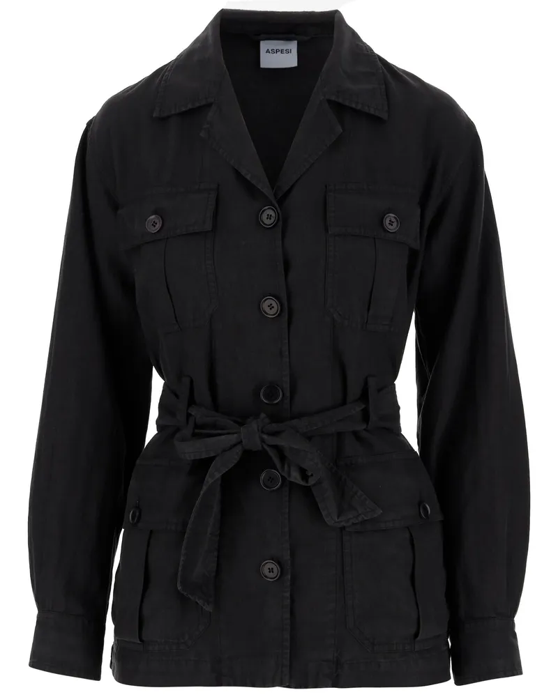 ASPESI Safari -Jacke mit Gürtel Black