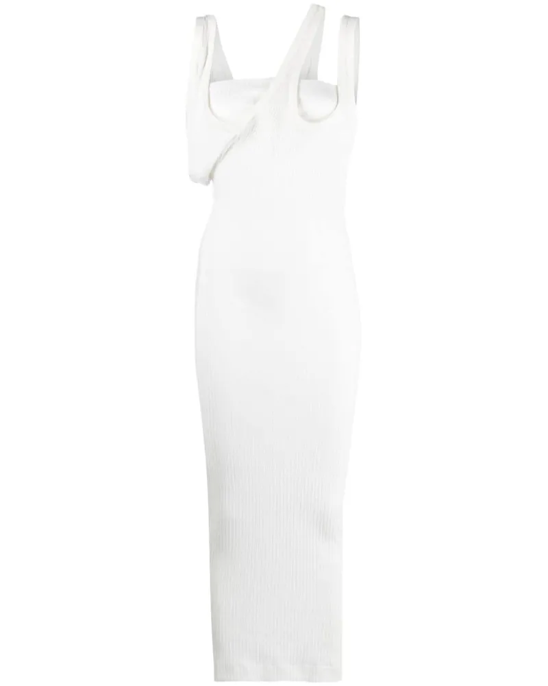 ATTICO Das Attico Ribbed Trikot Midi Dress Landebahn White