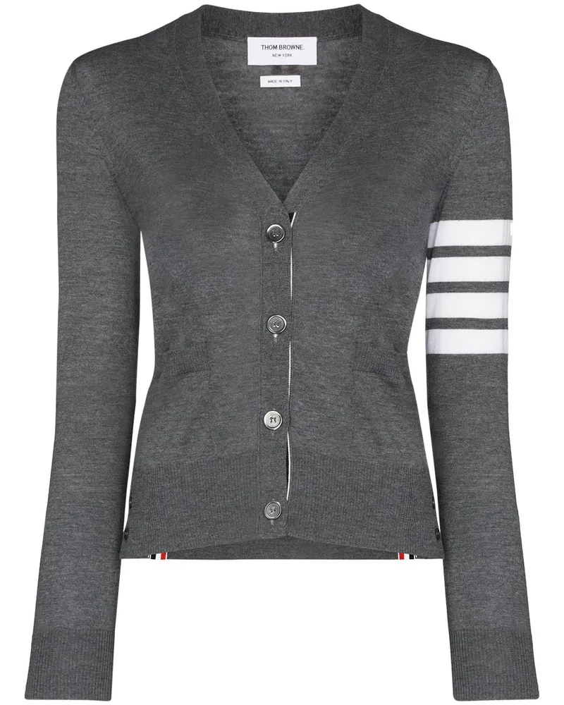 Thom Browne 4 Bar Wolle Strickjacke Grey