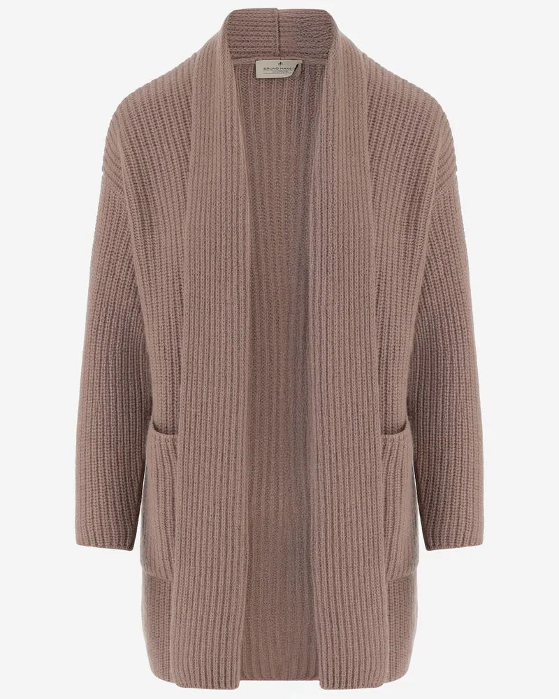 Bruno Manetti Kaschmir-Cardigan mit Rippstrick Beige