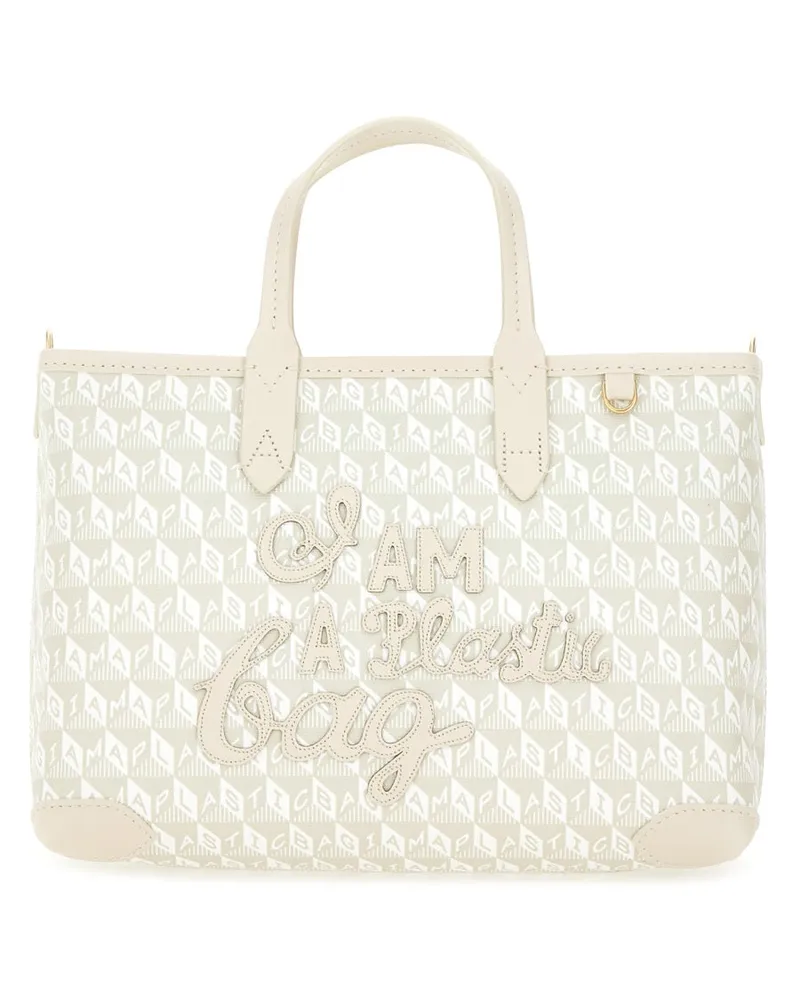 Anya Hindmarch Xs Einkaufstasche mit "Ich bin eine Plastiktüte" -Muster Beige