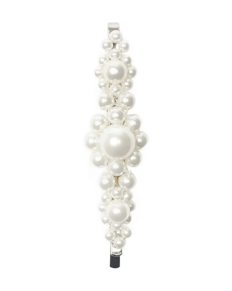 Simone Rocha Große Blumenhaarclip  Pearl Beige Weiß