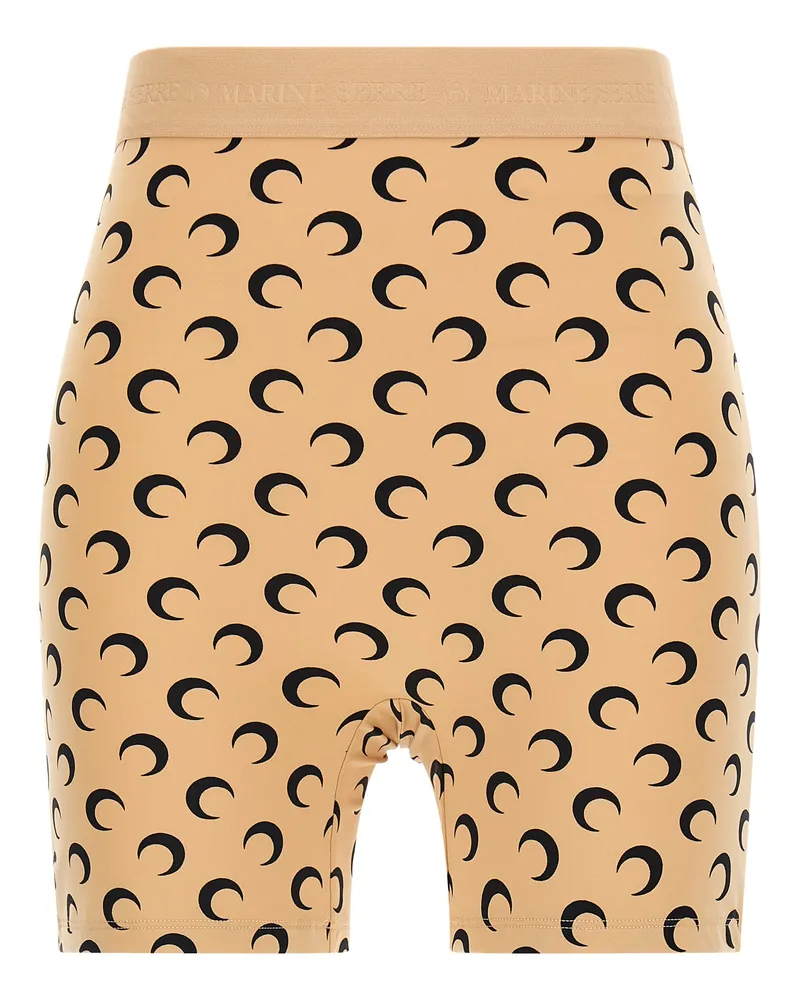 Marine Serre Recycling Moon' Biker Shorts Beige