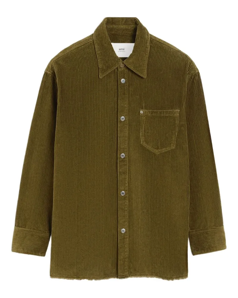 AMI Paris Cotton Overshirt Brown