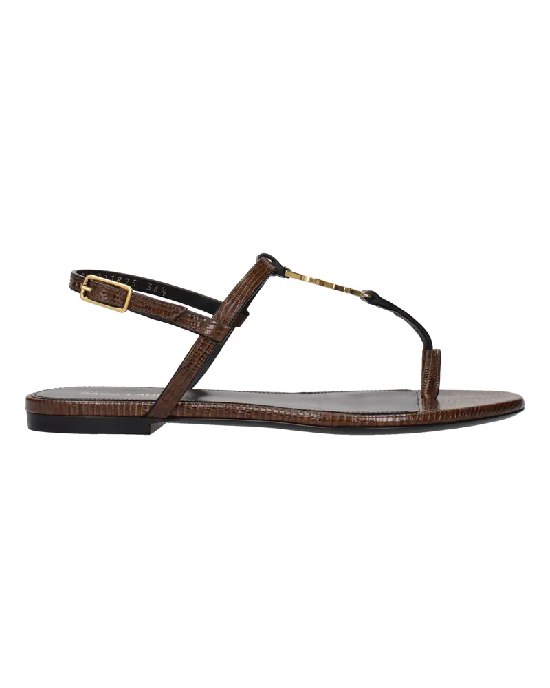 Saint Laurent Cassandra Sandalen Damen Braun/Walnussleder -