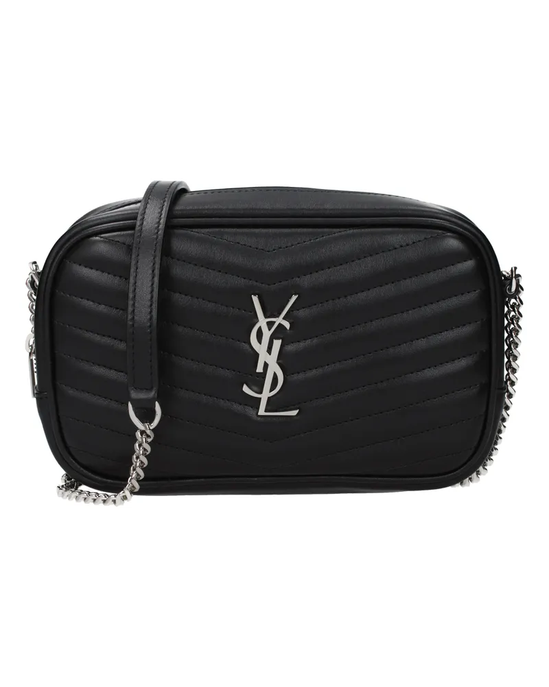 Saint Laurent Mini Lou Umhängetasche für Damen aus schwarzem Leder -