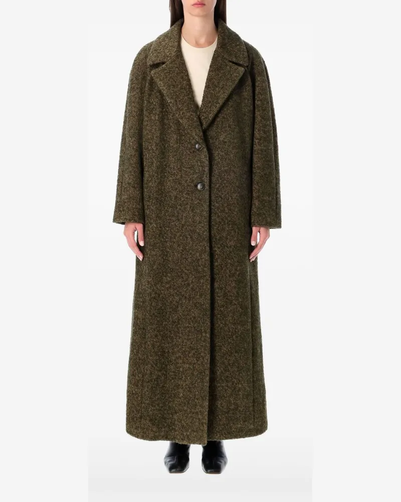 Emporio Armani Wolle Blend Single Breasted Coat Green