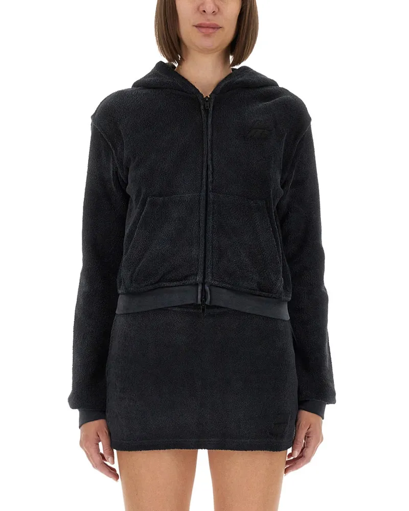 Alexander Wang Cotton Terry Sweatshirt mit Reißverschluss Black