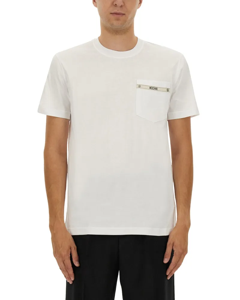 Moschino T -Shirt mit Logo -Band White