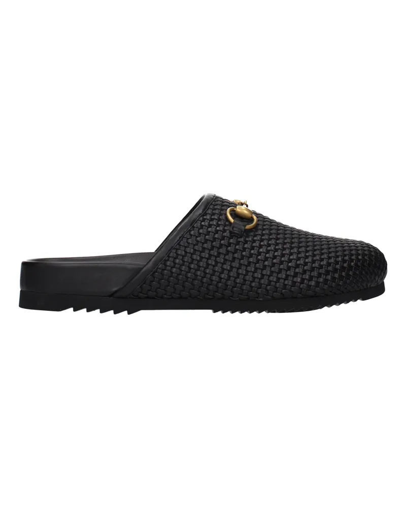 Gucci Herrens Pantoletten und Clogs aus Leder in Schwarz -