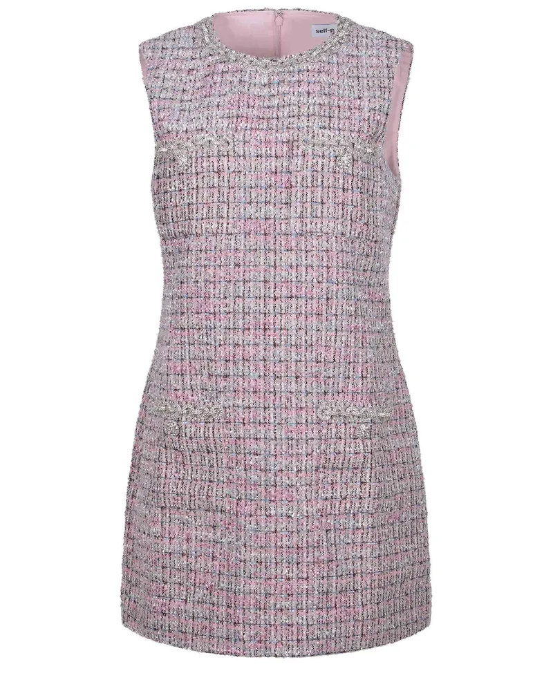 Self-Portrait Selbstporträtkleid aus gemischter Wolle Pink