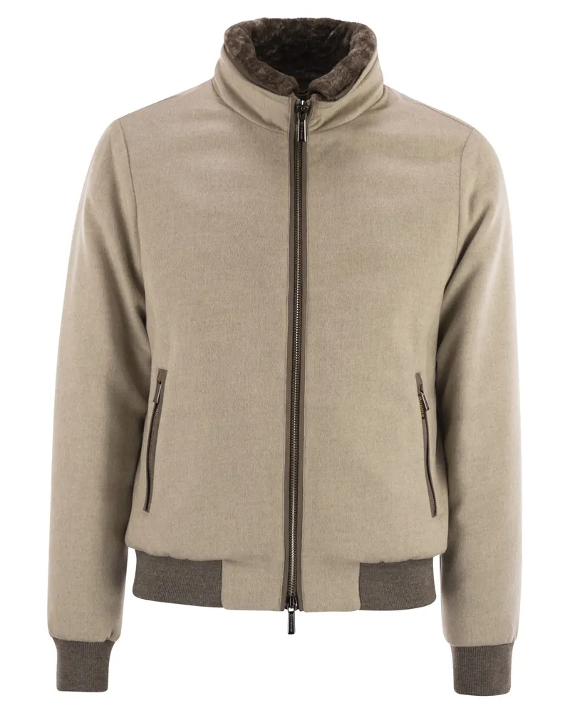 MOORER Bellati Ls9 gepolsterte Bomberjacke in Wolle und Kaschmir Light