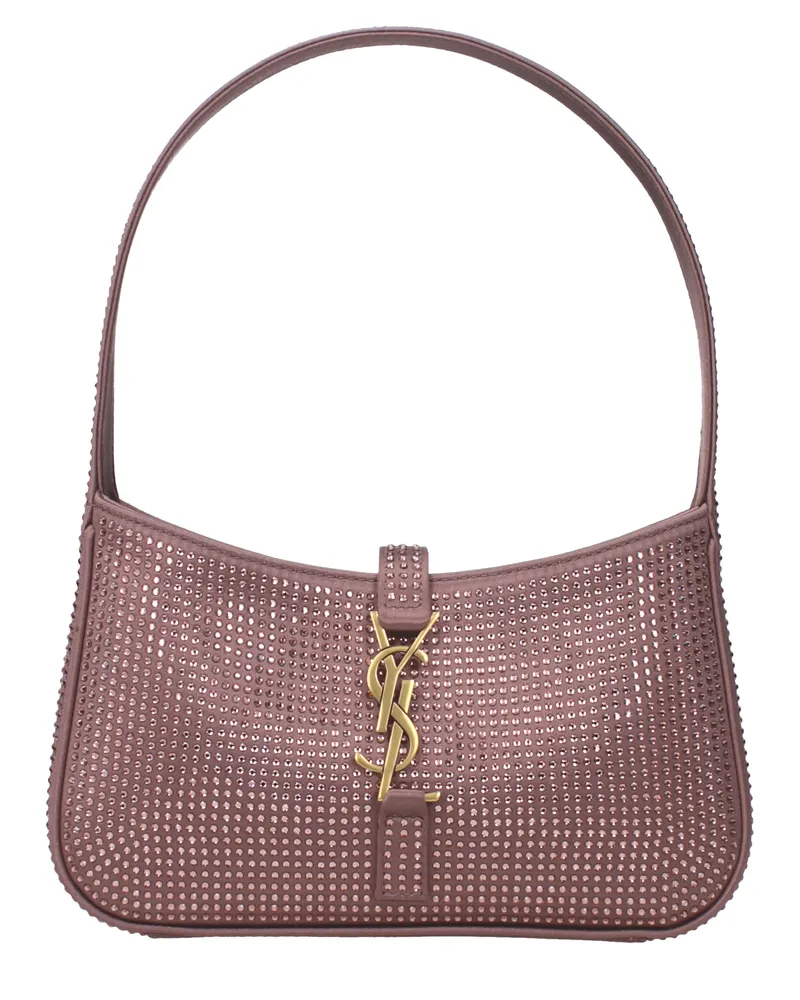 Saint Laurent Le 5 bis 7 Damens Handtasche aus Satin in Rosa/Holunder -