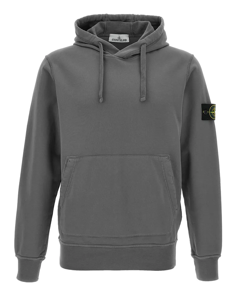 Stone Island Logo Badge Hoodie Gray