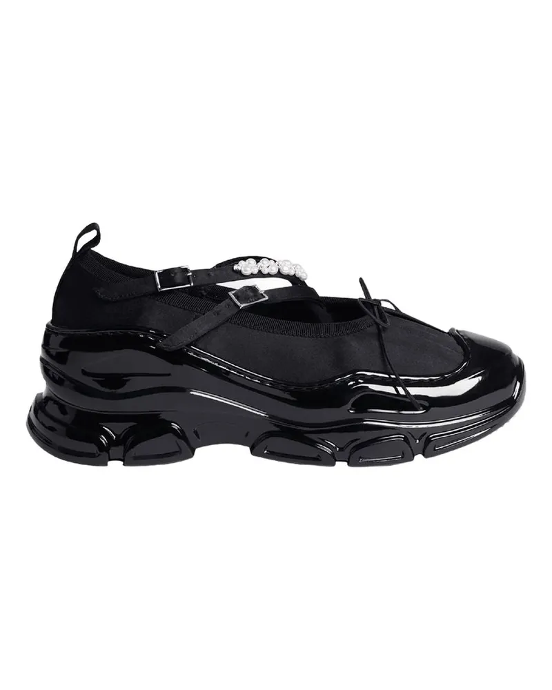 Simone Rocha Klassiker Criss Cross Tracker Sneakers  PVC Schwarz Black