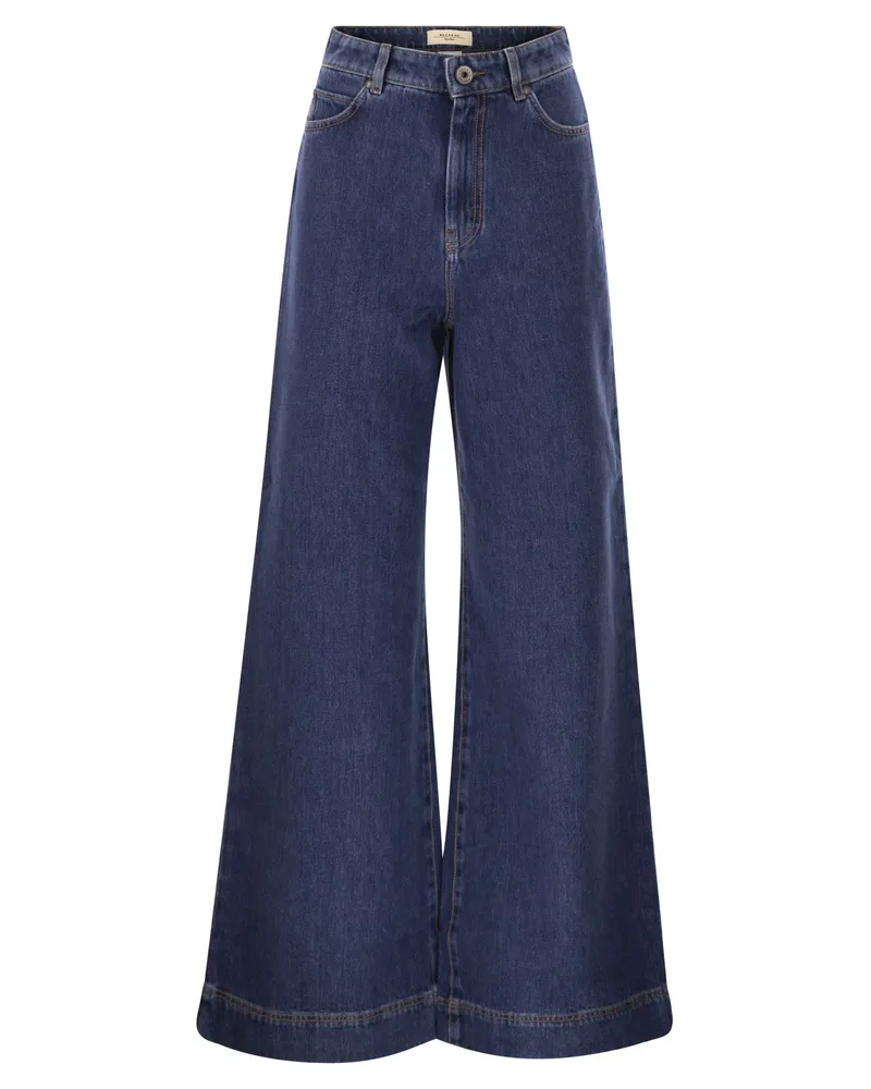 Weekend Max Mara Ciro Jeans mit weitem Bein aus Baumwolldenim Blue