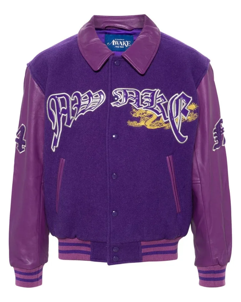 AWAKE NY Wach NY Dragon Sticked Varsity Jacke Purple