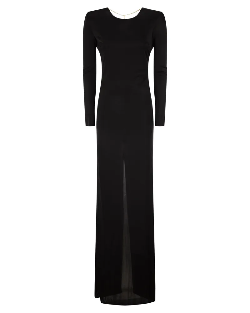 Elisabetta Franchi Red Carpet Dress In Shiny Viscose Jersey Black