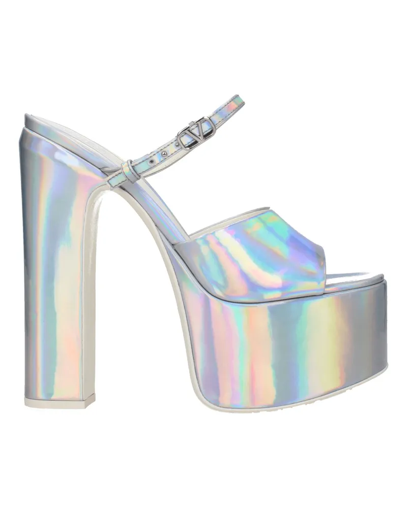 Valentino Garavani Damens Sandalen aus silbernem Lackleder -