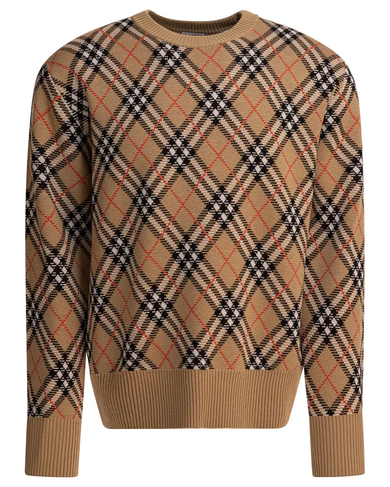 Burberry Pullover aus Wollmischung mit Rundhalsausschnitt Beige