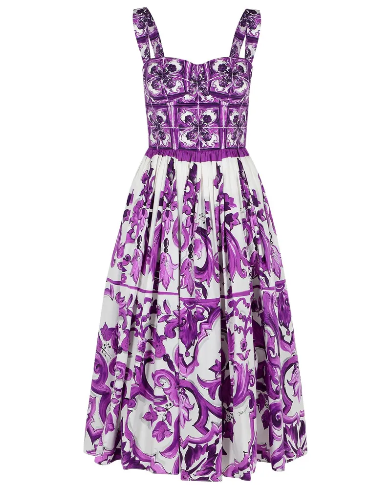 Dolce & Gabbana majolica Kleid in Baumwollpoplin Violet