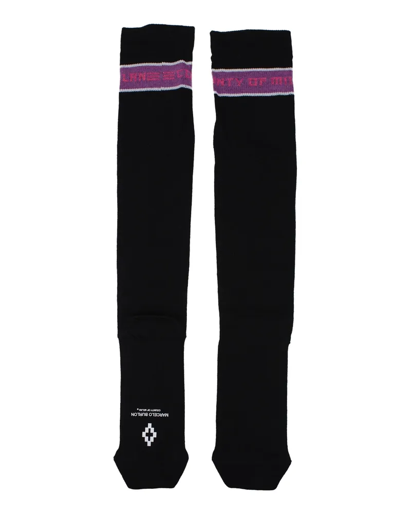Marcelo Burlon | County of Milan Herrens Socken und Söckchen Baumwolle Schwarz/Lila -