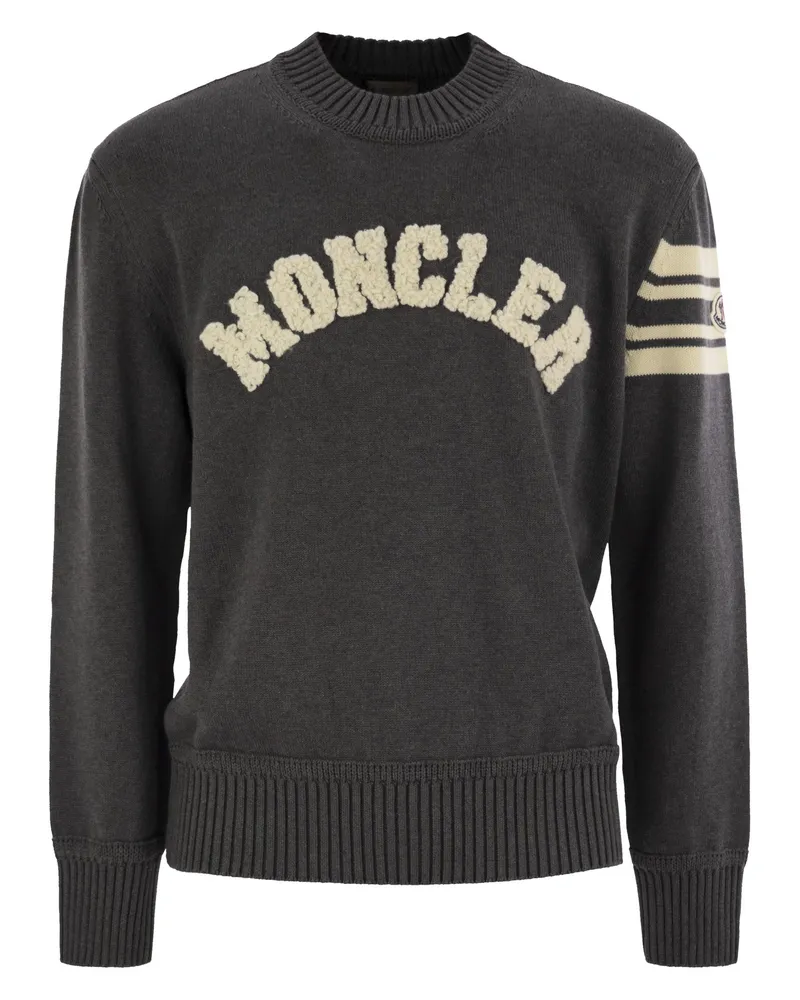 Moncler Wollspringer mit gesticktem Monogramm Grey