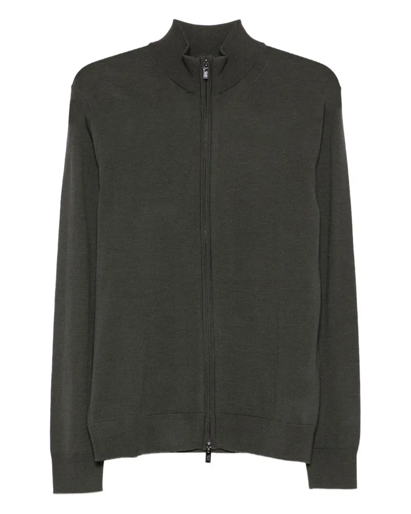 Emporio Armani Wolle mit einer Strickjacke mit Reißverschluss Green