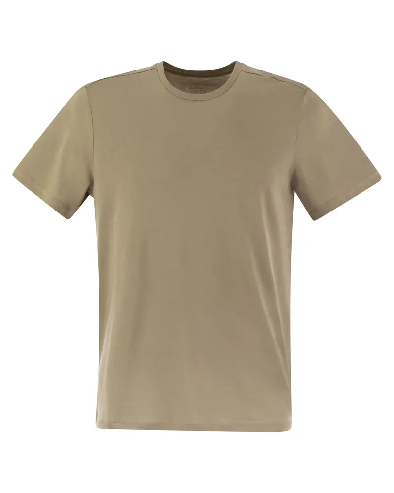 Majestic Majestätische Kurzarm -T -Shirt in Lyocell und Baumwolle Sand