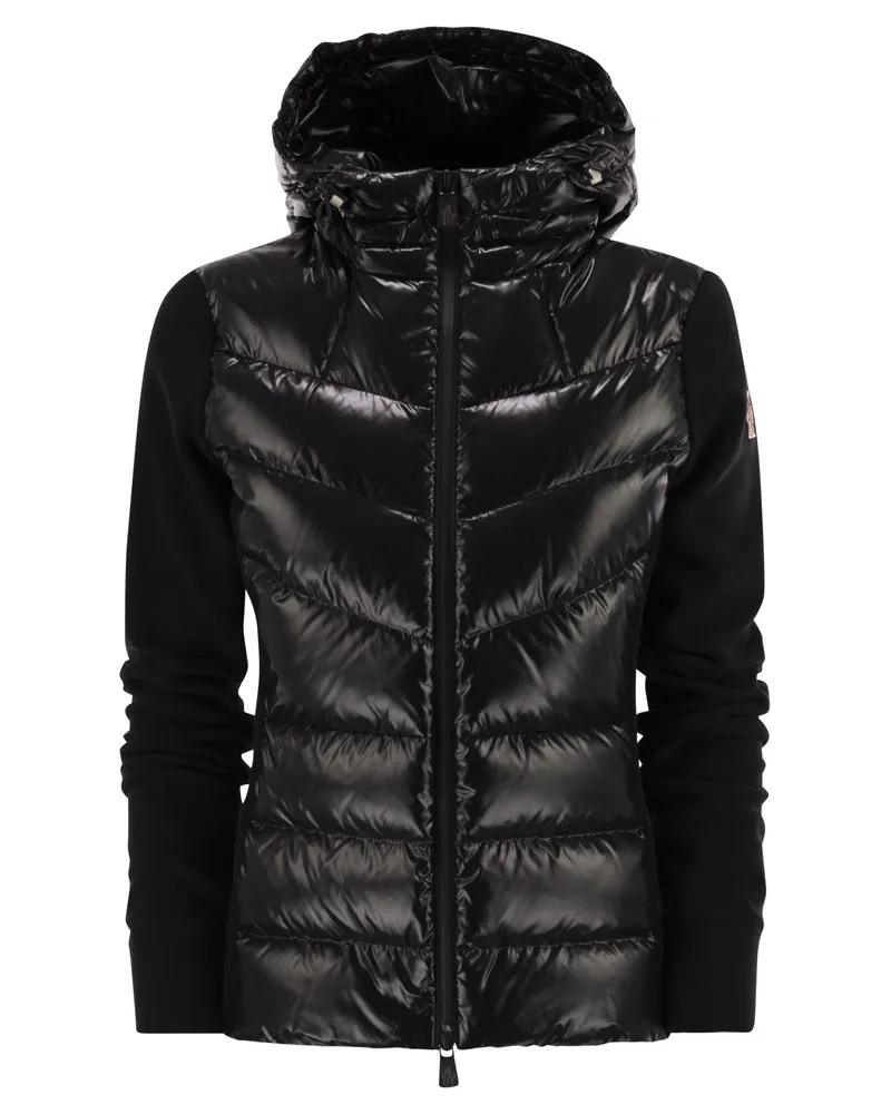 Moncler felpa Imbottita in Stapel con Zip e cappuccio Black