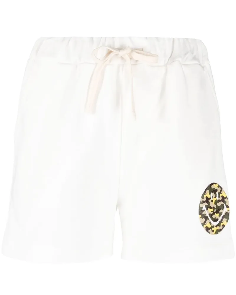 Joshua Sanders Smiley Logo Baumwollshorts White