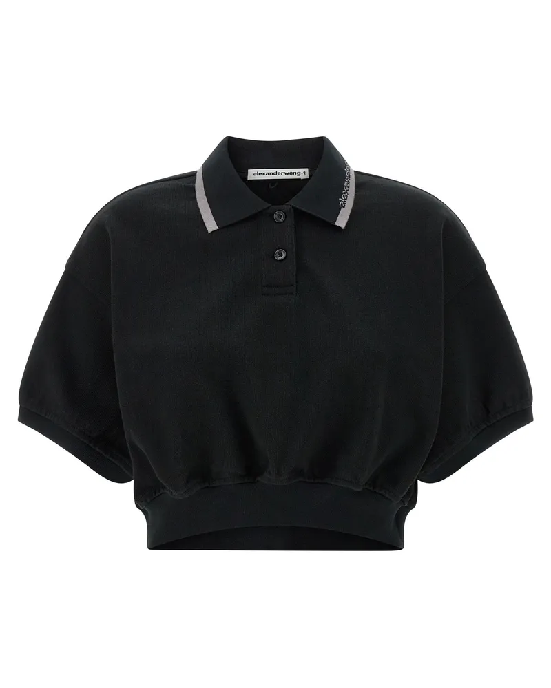 Alexander Wang Poloshirt mit Intarsienkragen Black