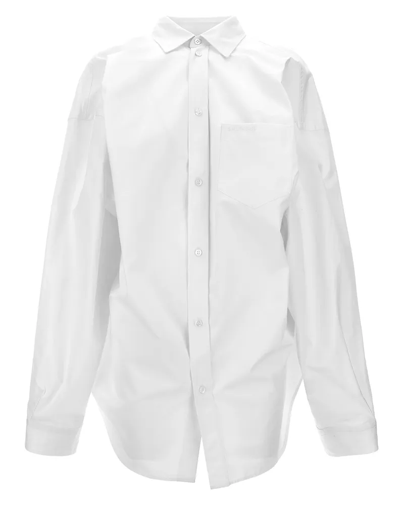 Balenciaga Asymmetrisches Hemd mit Logo -Stickerei White