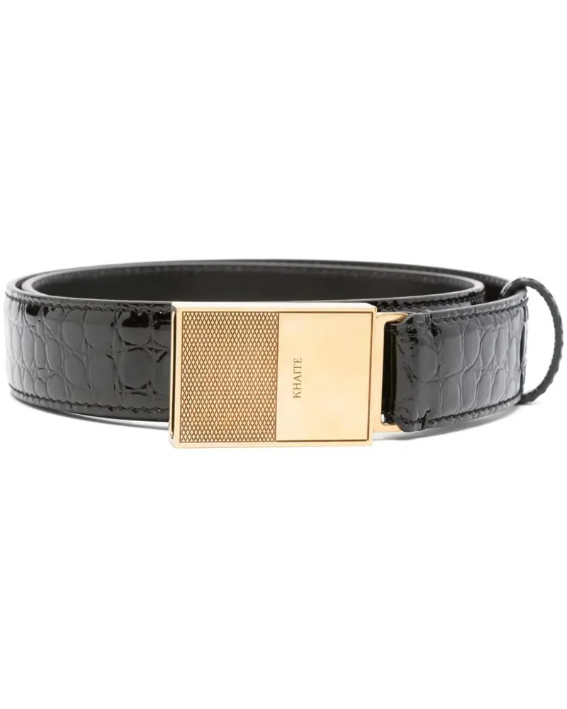 KHAITE Crocodile -geprägter Gürtel Black