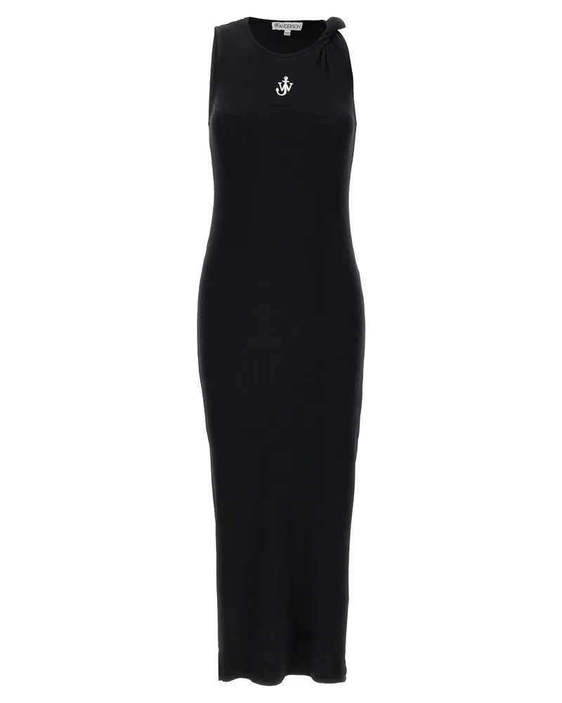 J.W.Anderson J.W.VERSON Logo Rippenkleid Black